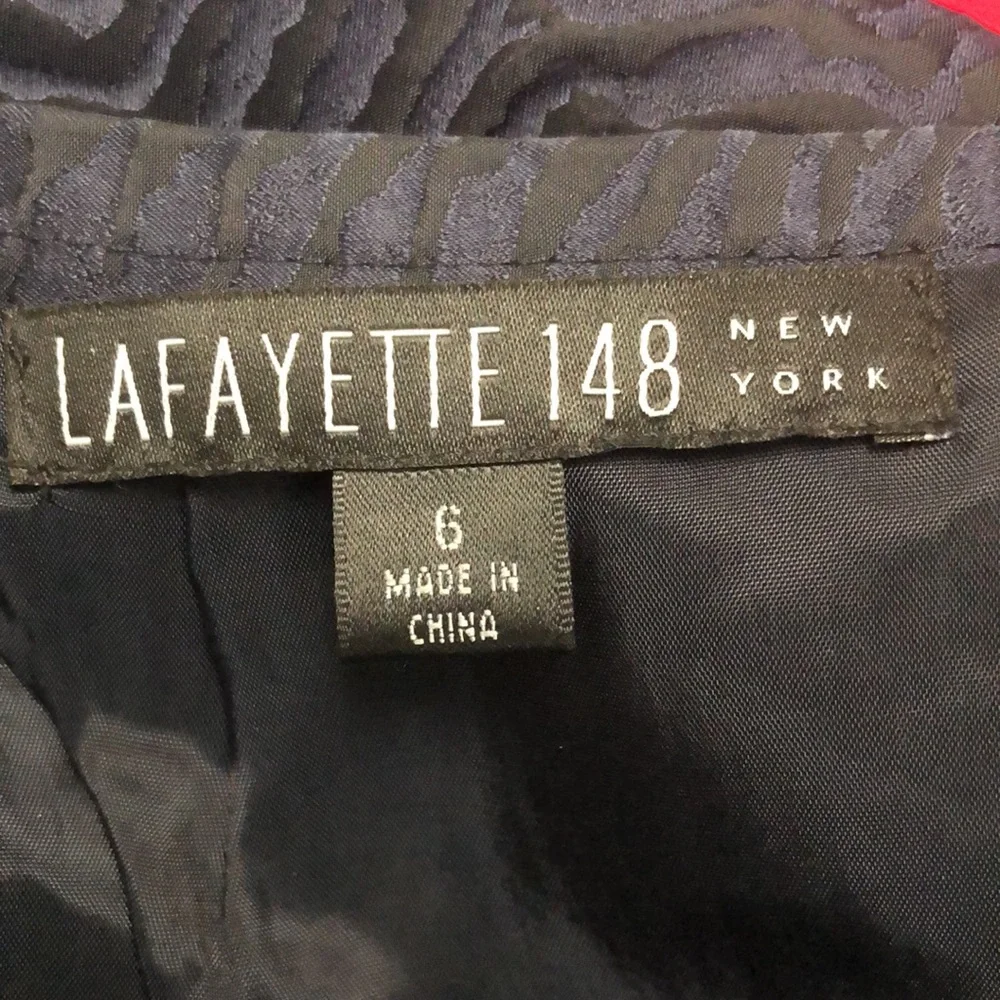Lafayette 148 NY Black & Blue Tiger Stripes Silk Blend Pencil Skirt size 6